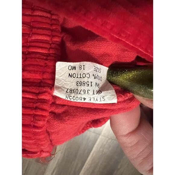 Vintage Baby's Izod Lacoste 18 Months Red Corduroy Pants W/ Suspenders 80s Vtg - Picture 8 of 8